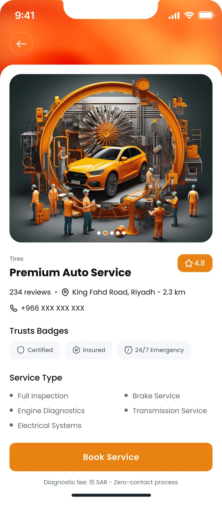 Gari Workshop service screen